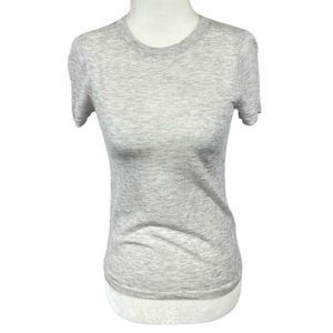 VINCE NWT Heather Oatmeal Gray Wool Cashmere Lightweight Short Sleeve Sweater XS